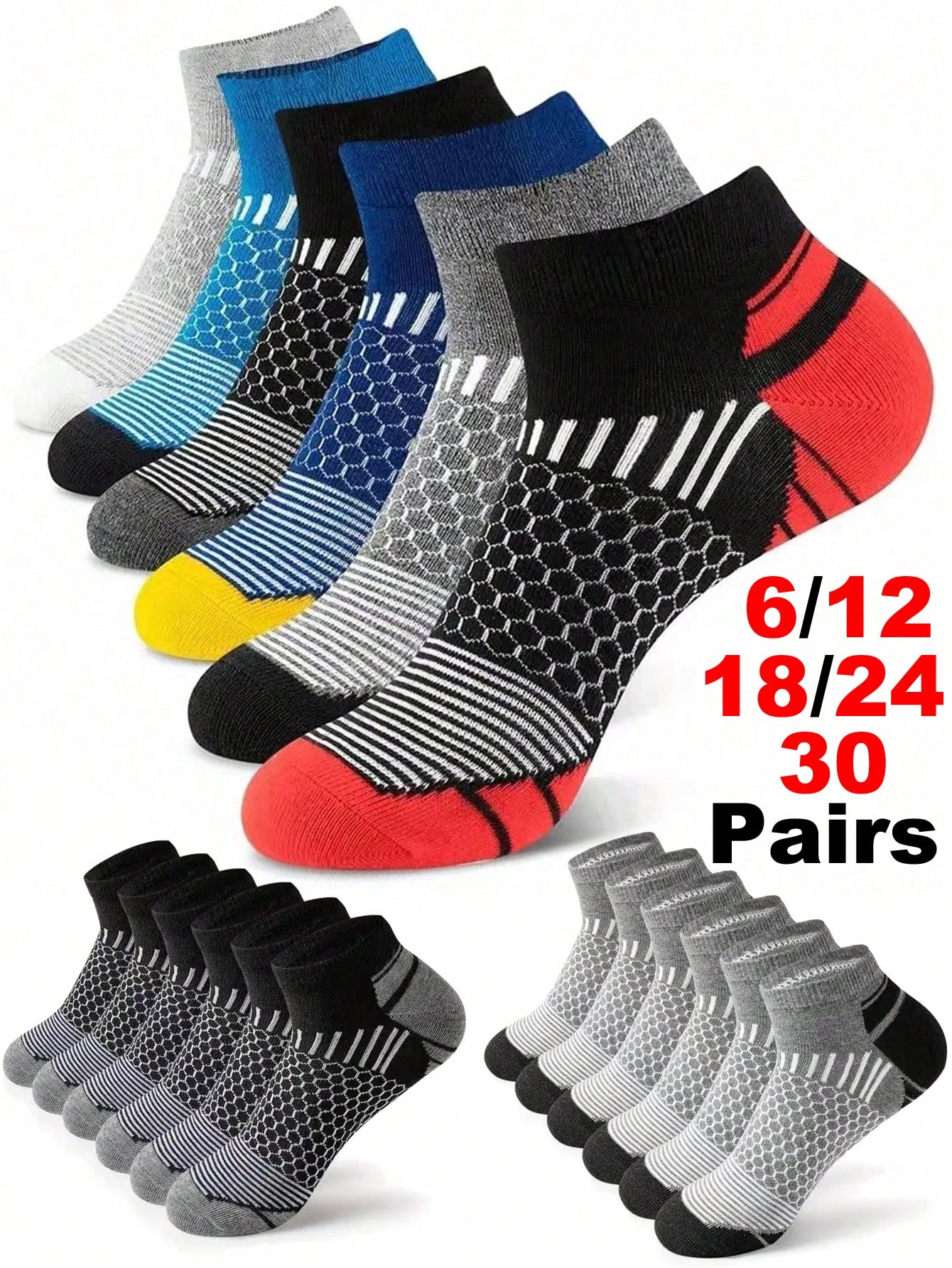 Ankle Sock Low Cut - 12Pairs Men's Athletic Socks Ankle Running