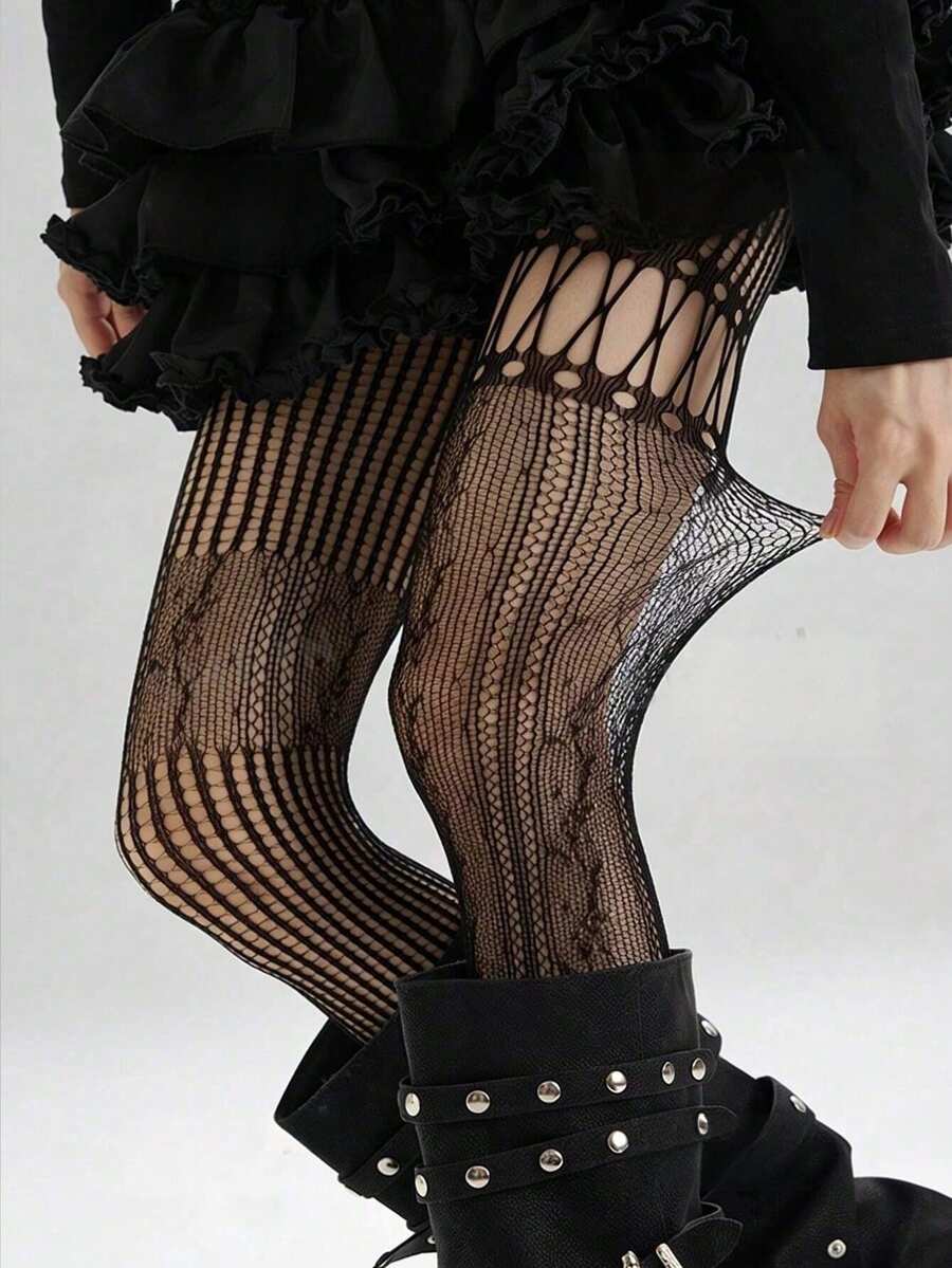 1pc Asymmetric Hollow Fishnet  – Fishnet Stocking Women Bewertung und Preis