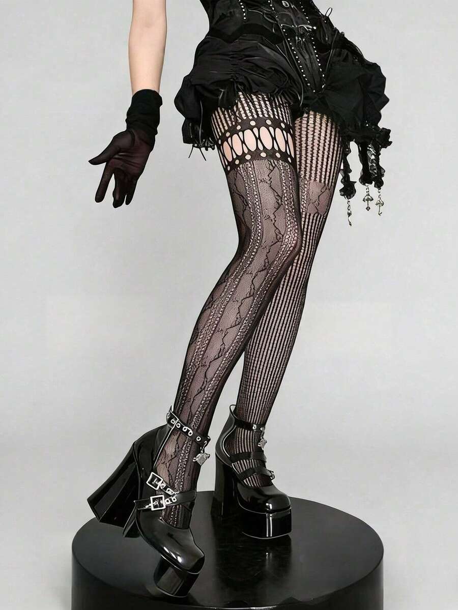 1pc Asymmetric Hollow Fishnet  – Fishnet Stocking Women Bewertung und Preis