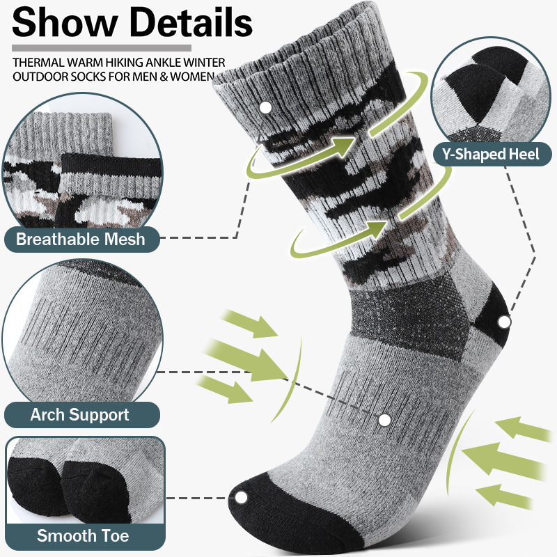 4Pairs Thick Gray Camouflage S – Wool Hiking Sock Bewertung und Preis