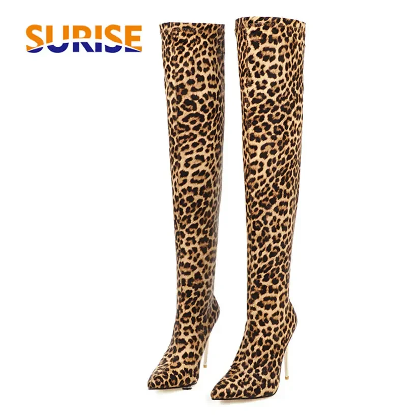 Plus Size Stretch Leopard Over – Knee High Sock Women Bewertung und Preis