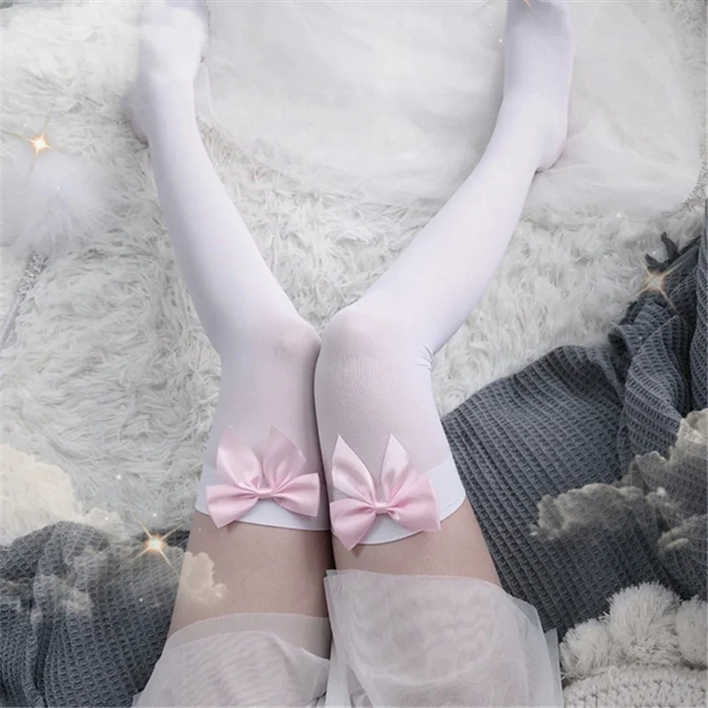 Sexy Women's Hosiery Pink Bow  – Thigh High Sock Stay Up Bewertung und Preis