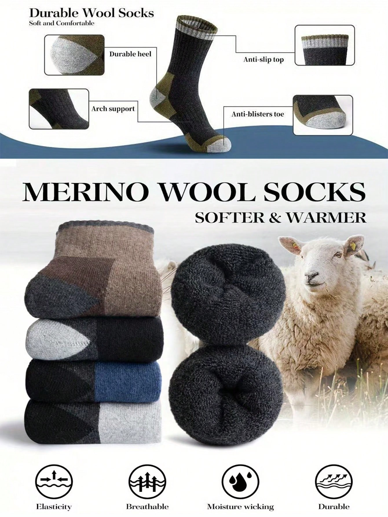 Men’s Thick Crew Socks 5-Pack, – Cotton Crew Sock Pack Bewertung und Preis