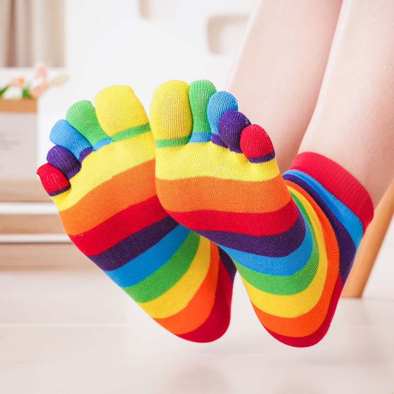 Women's Socks Rainbow Striped  – Toe Sock Split Bewertung und Preis
